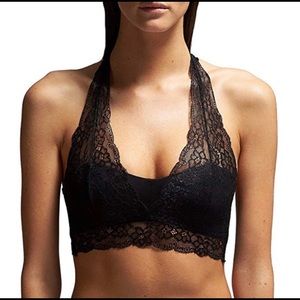 Black lace halter bralette